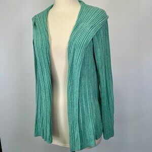 Barefoot Dreams Cozychic Hooded Cardigan Green Ultra Lite Ribbed Soft Small